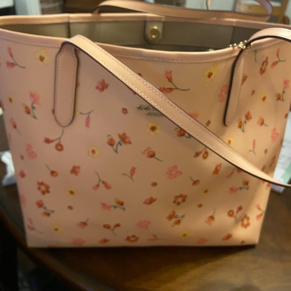 Coach Pink Floral Tote Bag